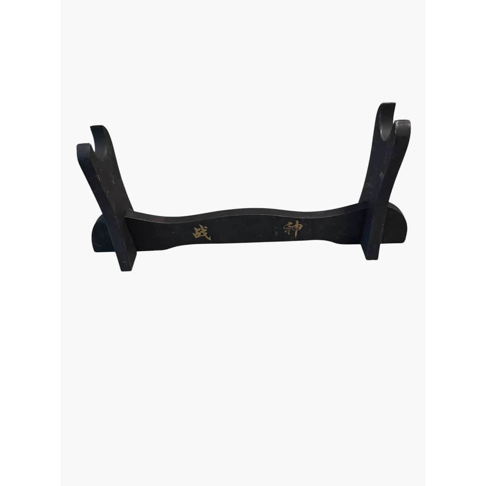 Black Wooden Single Tier Katana Sword Stand Japanese Kanji Display Rack